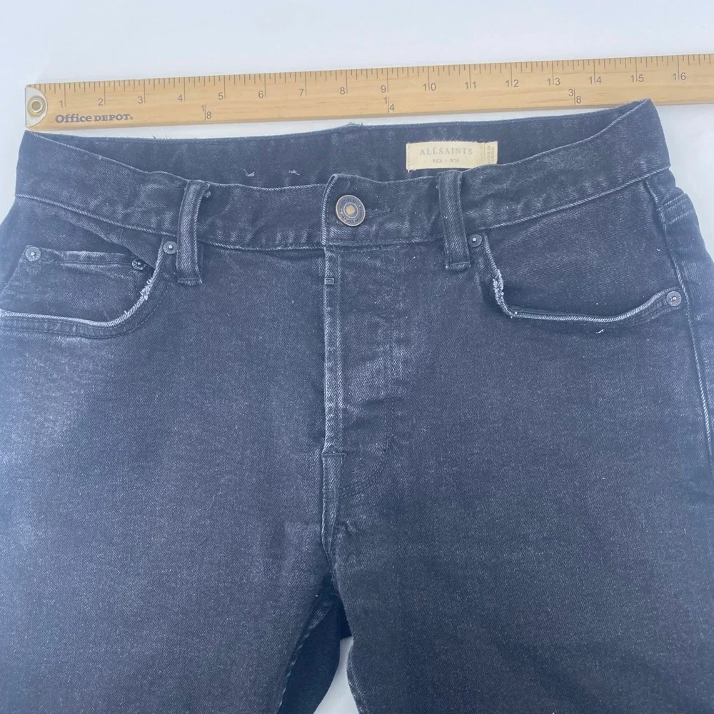 AllSaints Rex Slim Fit‎ Jeans Washed Black Denim Button Fly Mens 30 ME027P